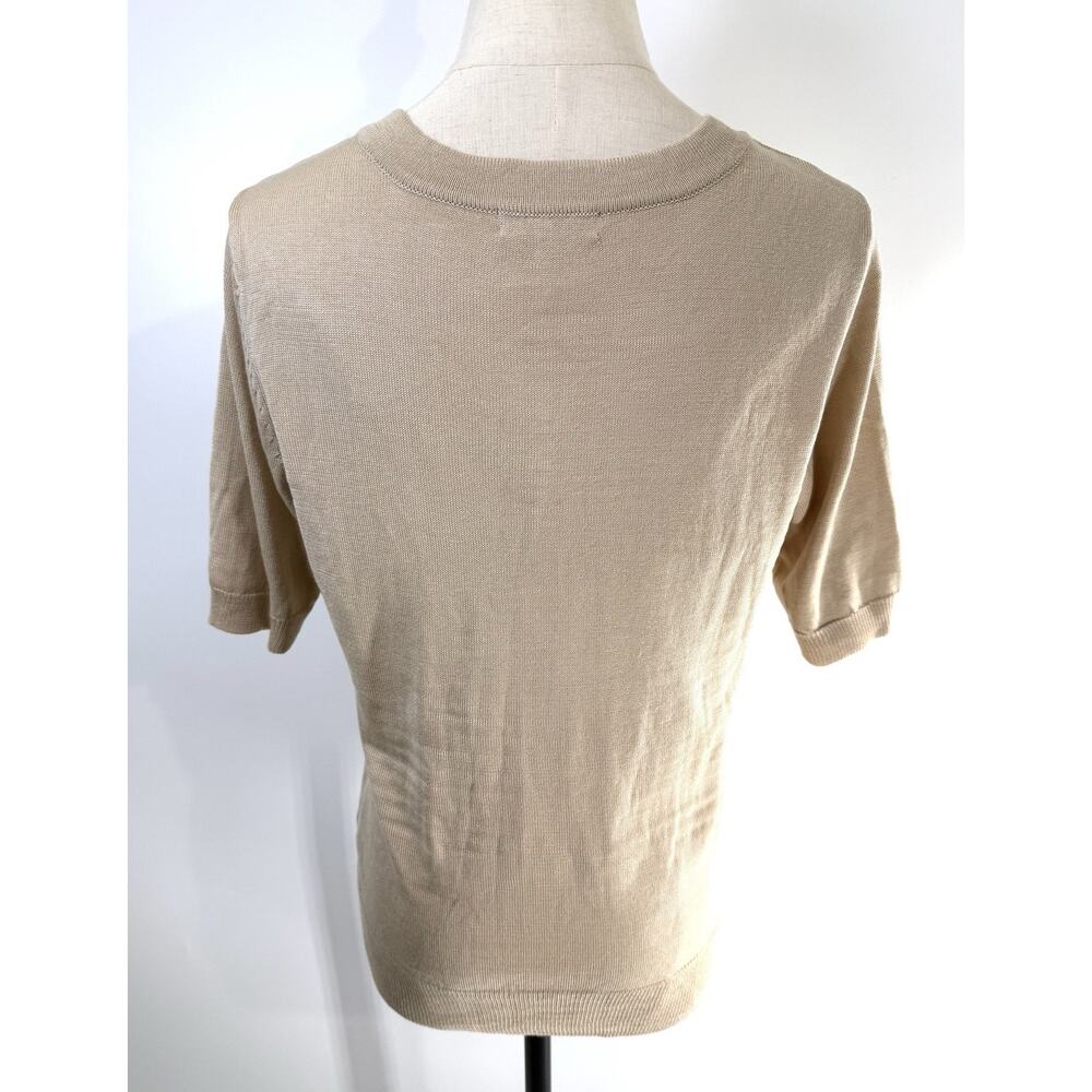 New York Company Women’s Sz S Knit Cardigan Sweater Button Down Short Sleeve Tan - Picture 5 of 9